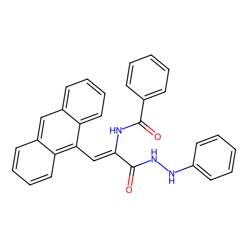 N-[(1Z)-1-(anthracen-9-yl)-3-oxo-3-(2-phenylhydrazinyl)prop-1-en-2-yl]benzamide structure
