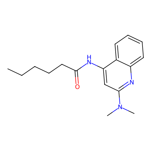 N-(2-(dimethylamino)quinolin-4-yl)hexanamide structure
