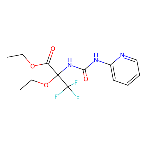 Ethyl 2-ethoxy-3,3,3-trifluoro-2-(3-(pyridin-2-yl)ureido)propanoate structure