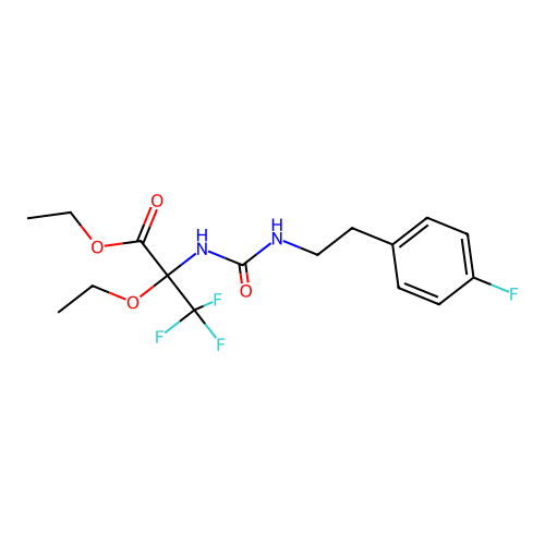 ethyl 2-ethoxy-3,3,3-trifluoro-N-{[2-(4-fluorophenyl)ethyl]carbamoyl}alaninate structure