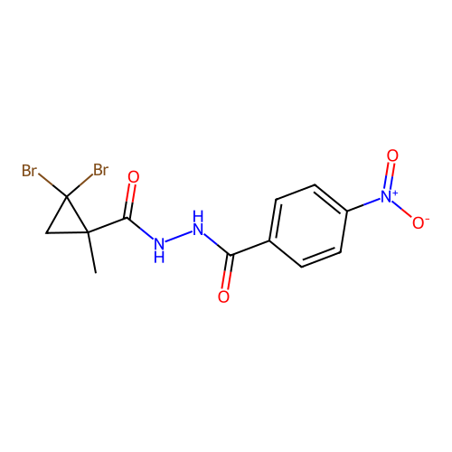N'-(2,2-dibromo-1-methylcyclopropanecarbonyl)-4-nitrobenzohydrazide structure