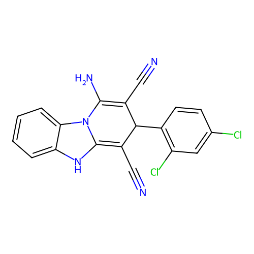 1-amino-3-(2,4-dichlorophenyl)-3,5-dihydropyrido[1,2-a]benzimidazole-2,4-dicarbonitrile structure