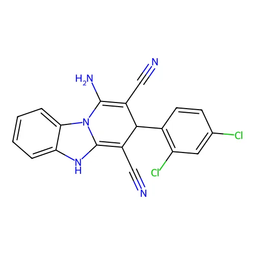 1-氨基-3-(2,4-二氯苯基)-3,5-二氢吡啶并[1,2-a]苯并咪唑-2,4-二甲腈 structure