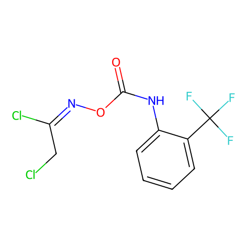 (1E)-2-chloro-N-({[2-(trifluoromethyl)phenyl]carbamoyl}oxy)ethanimidoyl chloride structure