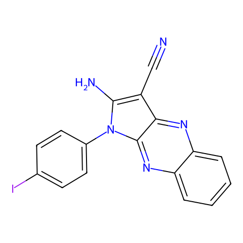 2-amino-1-(4-iodophenyl)-1H-pyrrolo[2,3-b]quinoxaline-3-carbonitrile structure
