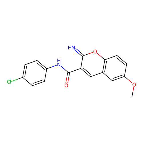 N-(4-chlorophenyl)-2-imino-6-methoxy-2H-chromene-3-carboxamide structure