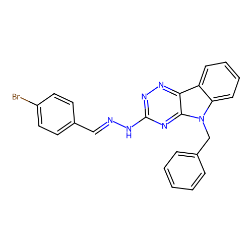 4-bromobenzaldehyde (5-benzyl-5H-[1,2,4]triazino[5,6-b]indol-3-yl)hydrazone structure