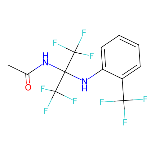 N-(1,1,1,3,3,3-hexafluoro-2-((2-(trifluoromethyl)phenyl)amino)propan-2-yl)acetamide structure