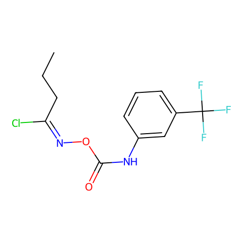 (1E)-N-({[3-(trifluoromethyl)phenyl]carbamoyl}oxy)butanimidoyl chloride structure
