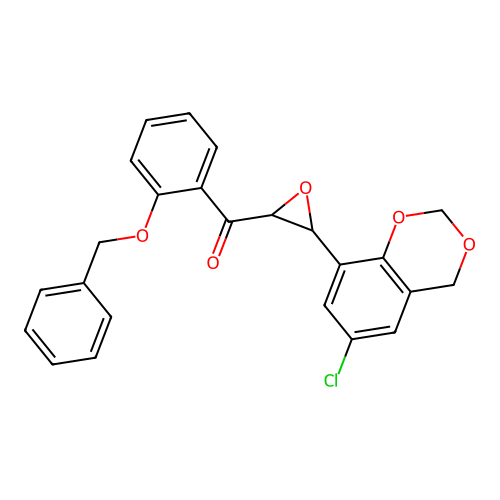 [2-(benzyloxy)phenyl][3-(6-chloro-4H-1,3-benzodioxin-8-yl)oxiran-2-yl]methanone structure