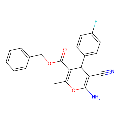 Benzyl 6-amino-5-cyano-4-(4-fluorophenyl)-2-methyl-4H-pyran-3-carboxylate structure