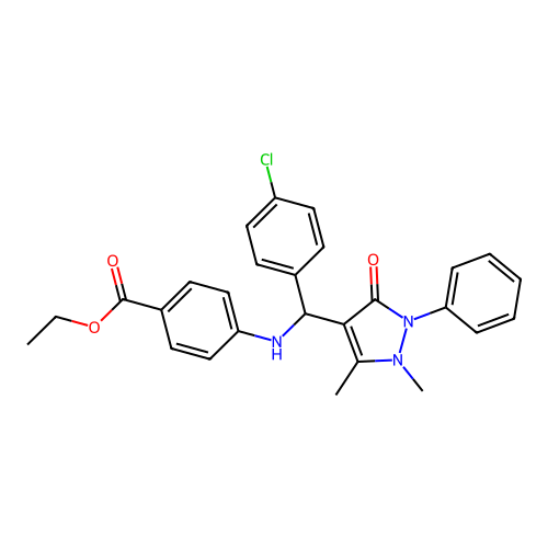 ethyl 4-[[(4-chlorophenyl)-(1,5-dimethyl-3-oxo-2-phenylpyrazol-4-yl)methyl]amino]benzoate structure