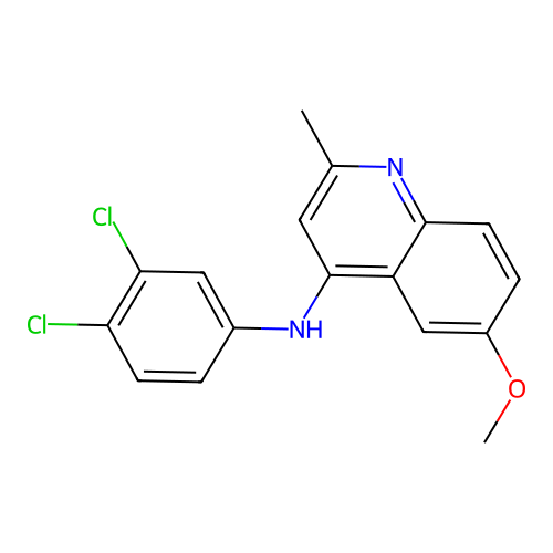 N-(3,4-dichlorophenyl)-6-methoxy-2-methylquinolin-4-amine structure