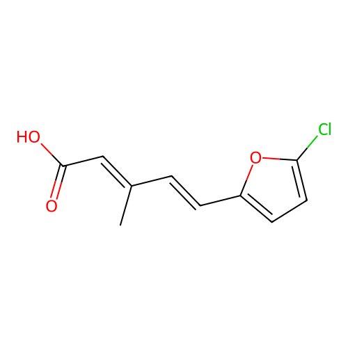 (2E,4E)-5-(5-chlorofuran-2-yl)-3-methylpenta-2,4-dienoic acid structure