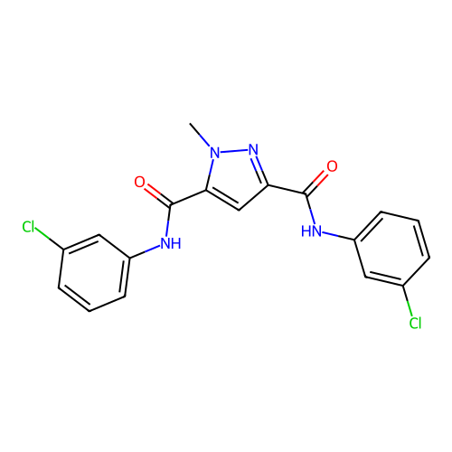 N~3~,N~5~-Bis(3-chlorophenyl)-1-methyl-1H-pyrazole-3,5-dicarboxamide structure
