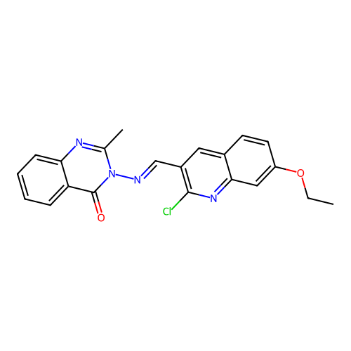 (E)-3-(((2-chloro-7-ethoxyquinolin-3-yl)methylene)amino)-2-methylquinazolin-4(3H)-one structure