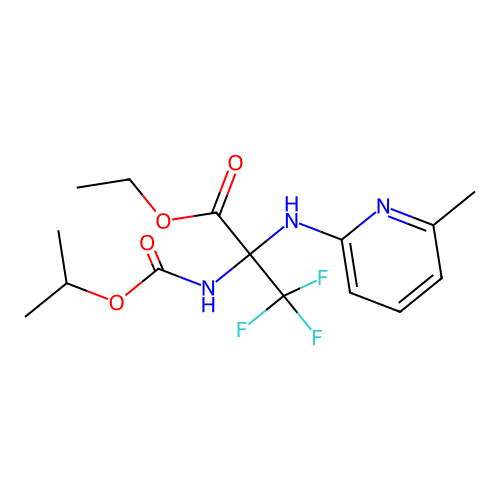 ethyl 3,3,3-trifluoro-2-[(6-methylpyridin-2-yl)amino]-N-[(propan-2-yloxy)carbonyl]alaninate structure