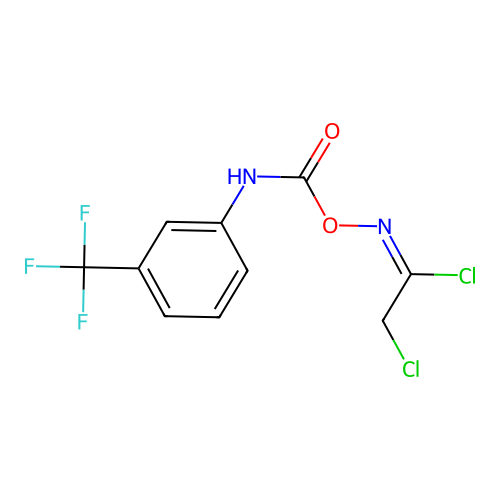 (1E)-2-chloro-N-({[3-(trifluoromethyl)phenyl]carbamoyl}oxy)ethanimidoyl chloride structure