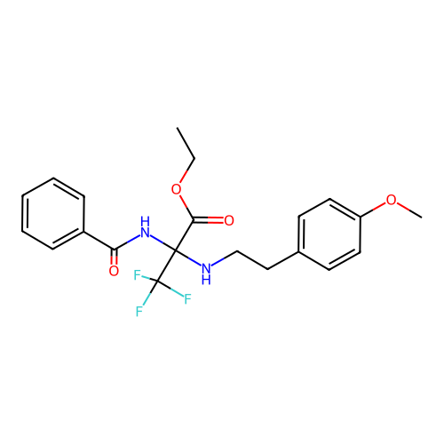 (R)-ethyl 2-benzamido-3,3,3-trifluoro-2-((4-methoxyphenethyl)amino)propanoate structure