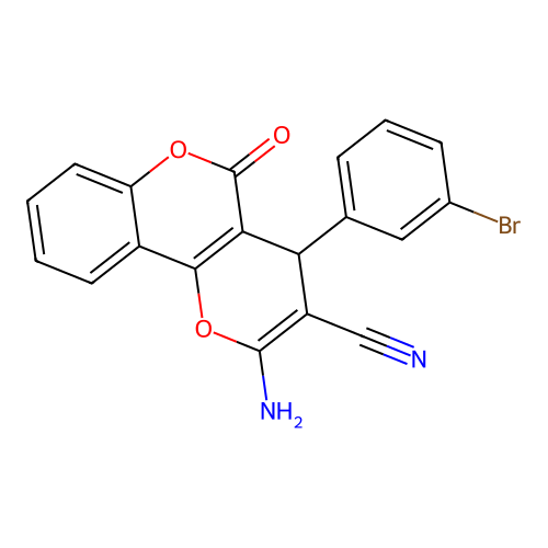 2-amino-4-(3-bromophenyl)-5-oxo-4H-pyrano[3,2-c]chromene-3-carbonitrile structure