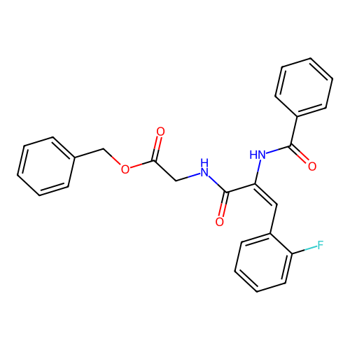 benzyl N-[2-(benzoylamino)-3-(2-fluorophenyl)acryloyl]glycinate structure