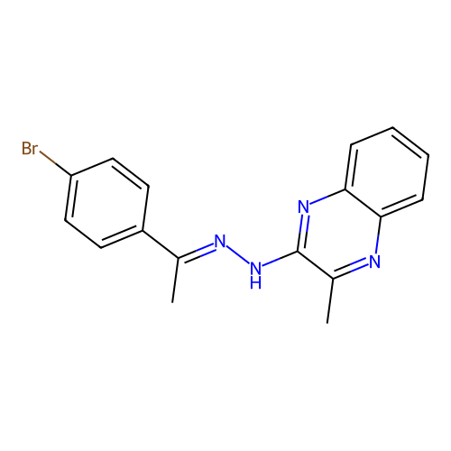 2-{(2E)-2-[1-(4-bromophenyl)ethylidene]hydrazinyl}-3-methylquinoxaline structure