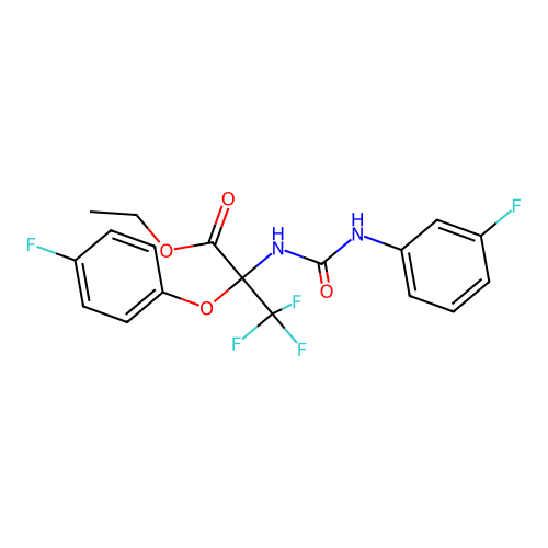 ethyl 3,3,3-trifluoro-2-(4-fluorophenoxy)-N-[(3-fluorophenyl)carbamoyl]alaninate structure