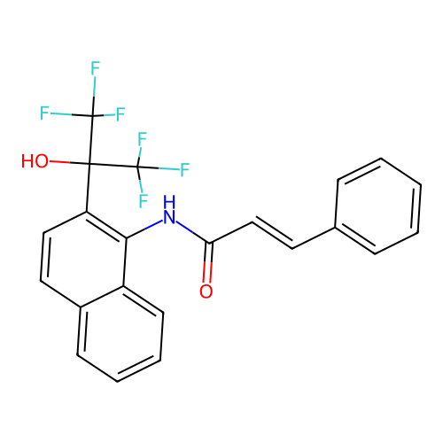 N-(2-(1,1,1,3,3,3-hexafluoro-2-hydroxypropan-2-yl)naphthalen-1-yl)cinnamamide structure