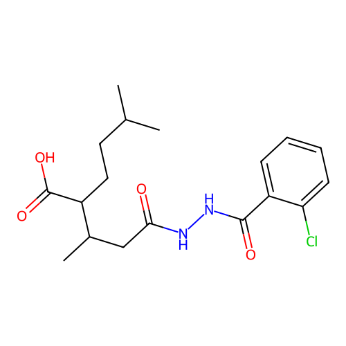 2-(4-(2-(2-Chlorobenzoyl)hydrazinyl)-4-oxobutan-2-yl)-5-methylhexanoic acid structure