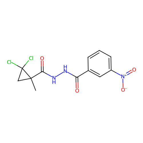 N'-(2,2-dichloro-1-methylcyclopropanecarbonyl)-3-nitrobenzohydrazide structure
