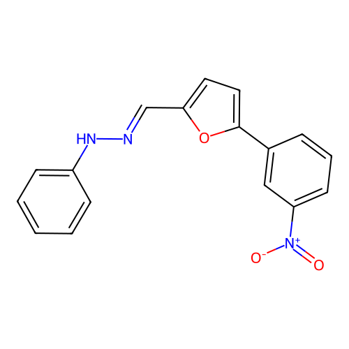 (1E)-1-{[5-(3-nitrophenyl)furan-2-yl]methylidene}-2-phenylhydrazine structure