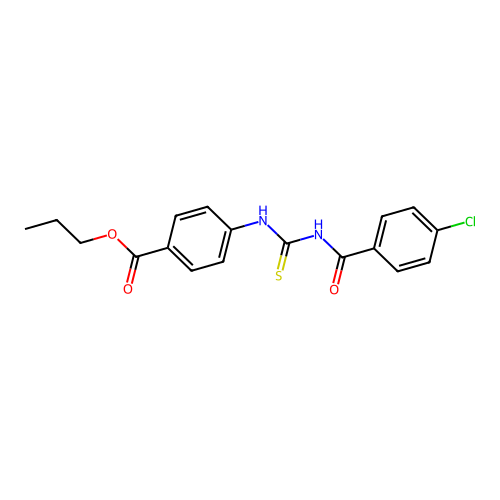 Propyl 4-({[(4-chlorobenzoyl)amino]carbothioyl}amino)benzoate structure