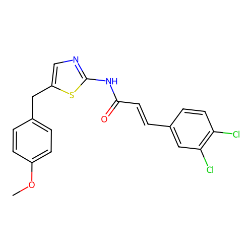 3-(3,4-Dichlorophenyl)-N-(5-(4-methoxybenzyl)-1,3-thiazol-2-YL)acrylamide structure