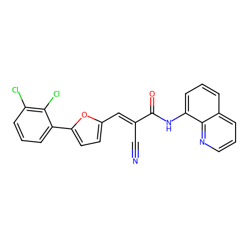 2-cyano-3-(5-(2,3-dichlorophenyl)furan-2-yl)-N-(quinolin-8-yl)acrylamide structure
