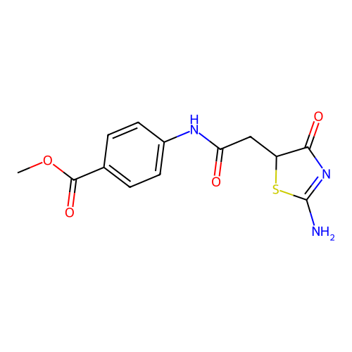 Methyl 4-(2-(2-imino-4-oxothiazolidin-5-yl)acetamido)benzoate structure