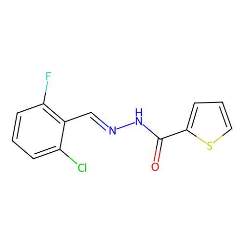 N-[(E)-(2-chloro-6-fluorophenyl)methylideneamino]thiophene-2-carboxamide structure