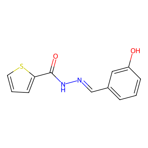 N'-(3-hydroxybenzylidene)-2-thiophenecarbohydrazide structure