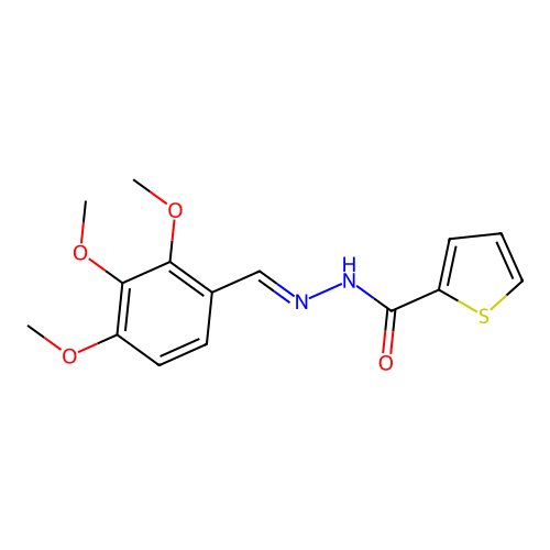 N'-[(E)-(2,3,4-trimethoxyphenyl)methylidene]thiophene-2-carbohydrazide structure