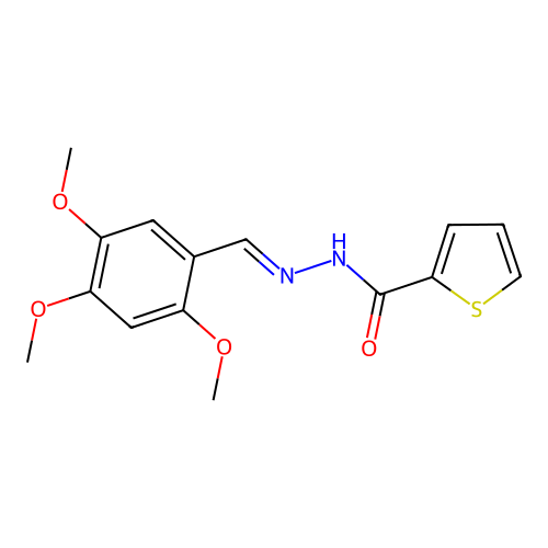 N-[(E)-(2,4,5-trimethoxyphenyl)methylideneamino]thiophene-2-carboxamide structure