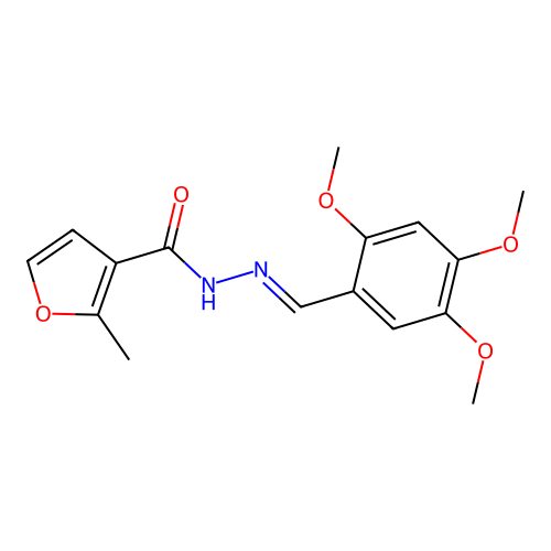 2-methyl-N'-[(E)-(2,4,5-trimethoxyphenyl)methylidene]furan-3-carbohydrazide structure