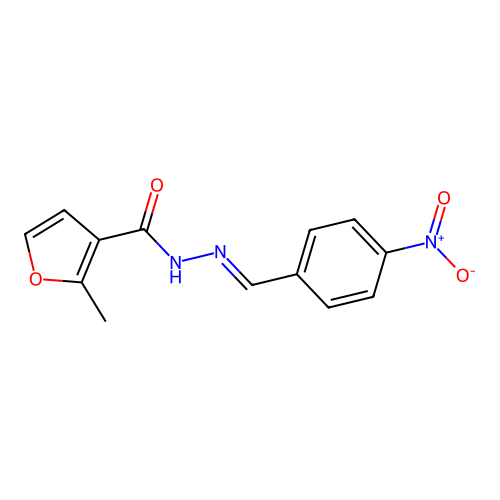 2-methyl-N'-[(E)-(4-nitrophenyl)methylidene]furan-3-carbohydrazide structure