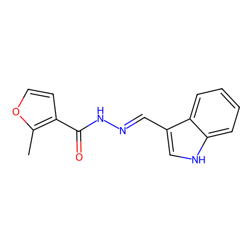 N'-((1H-indol-3-yl)methylene)-2-methylfuran-3-carbohydrazide structure