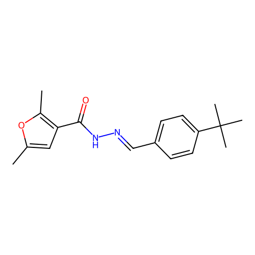 N'-[(E)-(4-tert-butylphenyl)methylidene]-2,5-dimethylfuran-3-carbohydrazide structure
