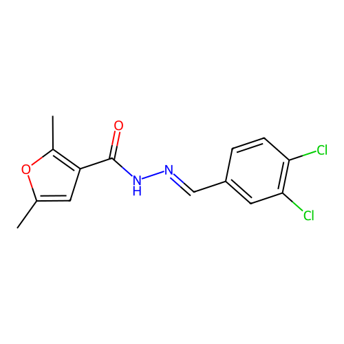 N'-[(E)-(3,4-dichlorophenyl)methylidene]-2,5-dimethylfuran-3-carbohydrazide structure