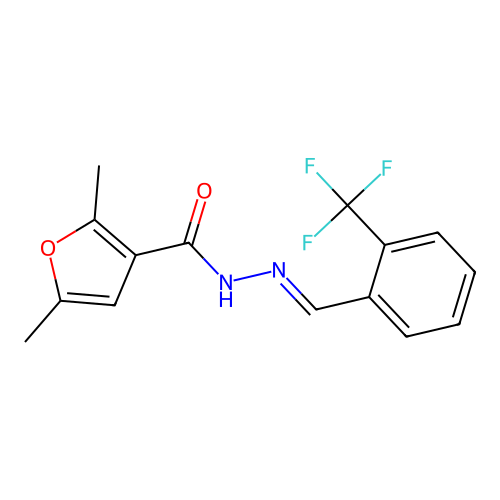 (E)-2,5-dimethyl-N'-(2-(trifluoromethyl)benzylidene)furan-3-carbohydrazide structure