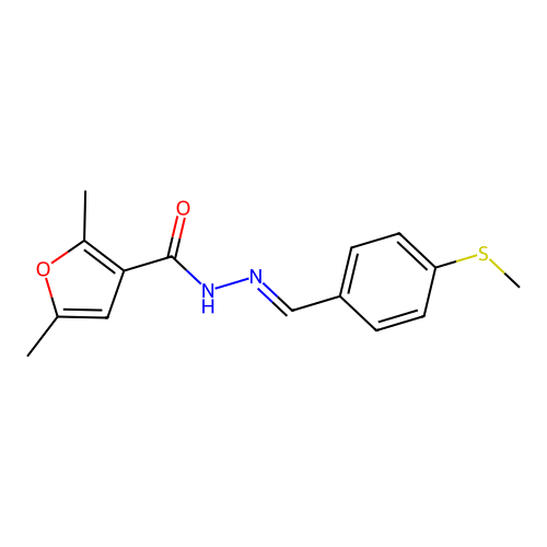 (E)-2,5-dimethyl-N'-(4-(methylthio)benzylidene)furan-3-carbohydrazide structure