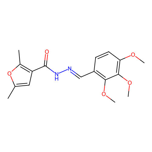 2,5-dimethyl-N-[(E)-(2,3,4-trimethoxyphenyl)methylideneamino]furan-3-carboxamide structure