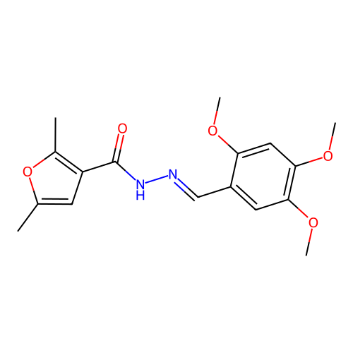 2,5-dimethyl-N'-[(E)-(2,4,5-trimethoxyphenyl)methylidene]furan-3-carbohydrazide structure