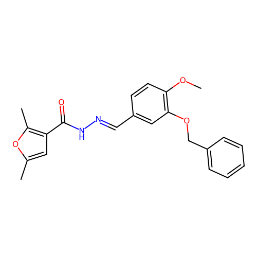 (E)-N'-(3-(benzyloxy)-4-methoxybenzylidene)-2,5-dimethylfuran-3-carbohydrazide structure