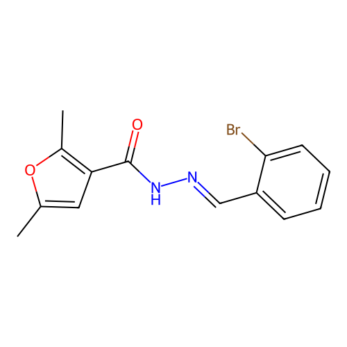 N'-[(E)-(2-bromophenyl)methylidene]-2,5-dimethylfuran-3-carbohydrazide structure